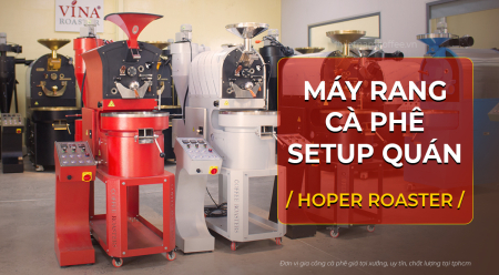 Máy rang cà phê setup quán